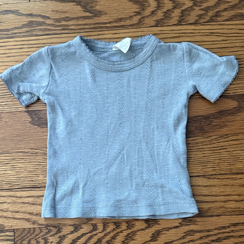 Kate Quinn Blue Short Sleeve Tee Baby 0-3M Organic Minimalist